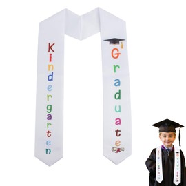 Kindergarten Preschool Graduation Sash, Kindergarten Preschool Graduation Stole, Unisex Kids Graduation Stoles Class of 2025, White Printed Stole, Kindergarten Preschool Graduation Gifts for Kids