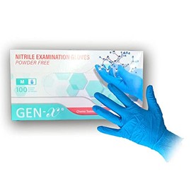 Gen-X Nitrile Gloves (Medium, 100 Count), Strong & Flexible, Food Safe Blue Gloves, Non-Sterile, Powder & Latex Free Gloves, Finger Textured Thick Disposable Gloves for Tools, Devices & More
