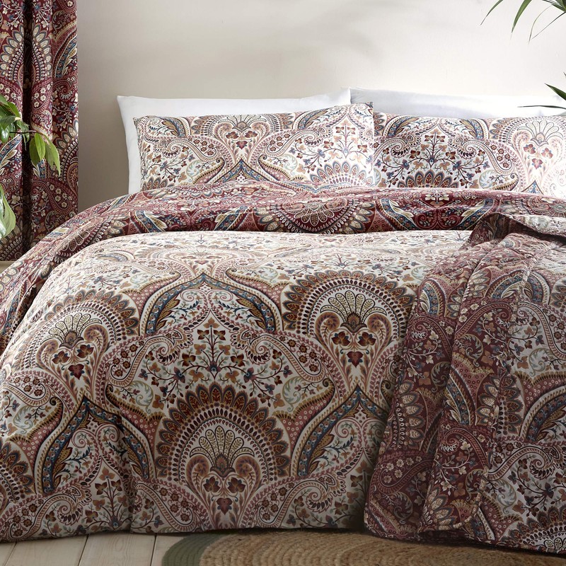 Dreams & Drapes - Maroon Jacobean Duvet Cover - Single