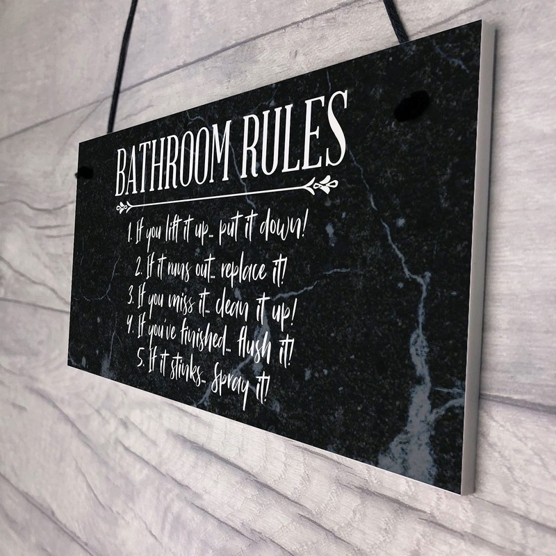 RED OCEAN Bathroom Rules Marble Theme Home Decor Bathroom Toilet
