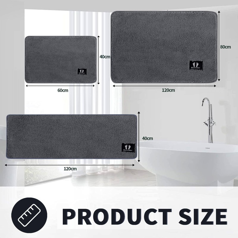 RTBQJ-AT Bath Mat Non-Slip Absorbent Bathroom Rug Microfibre Soft Bath