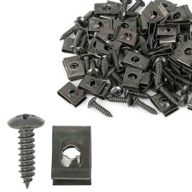 X AUTOHAUX 50 Sets 4.2x16mm U Clip Screw Assortment Car Clips Fasteners with Screws for Bumper Dash Door Panel Interior Army Green