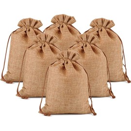 KUPOO 30pcs Burlap Gift Bags Wedding Hessian Jute Bags Linen Jewelry Pouches with Drawstring for Wedding Party,DIY Craft and Christmas (Coffee, 5x7 Inch (30pcs))