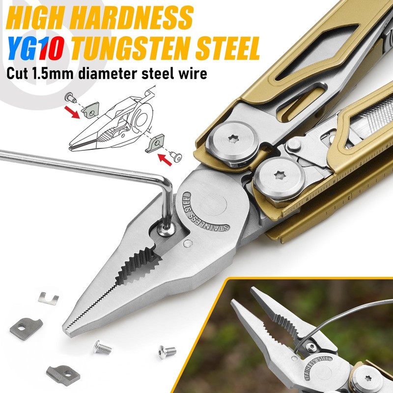 BIBURY Multitools, Multi Tool Foldable Pliers with Upgraded Scissors and