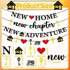 Lovarywow Housewarming Party Pre-Strung Banner Decorations, 4PCS New Home New Chapter New Adventure Glitter Banner Decor for House Warming Decoration Party Family Hanging Supplies