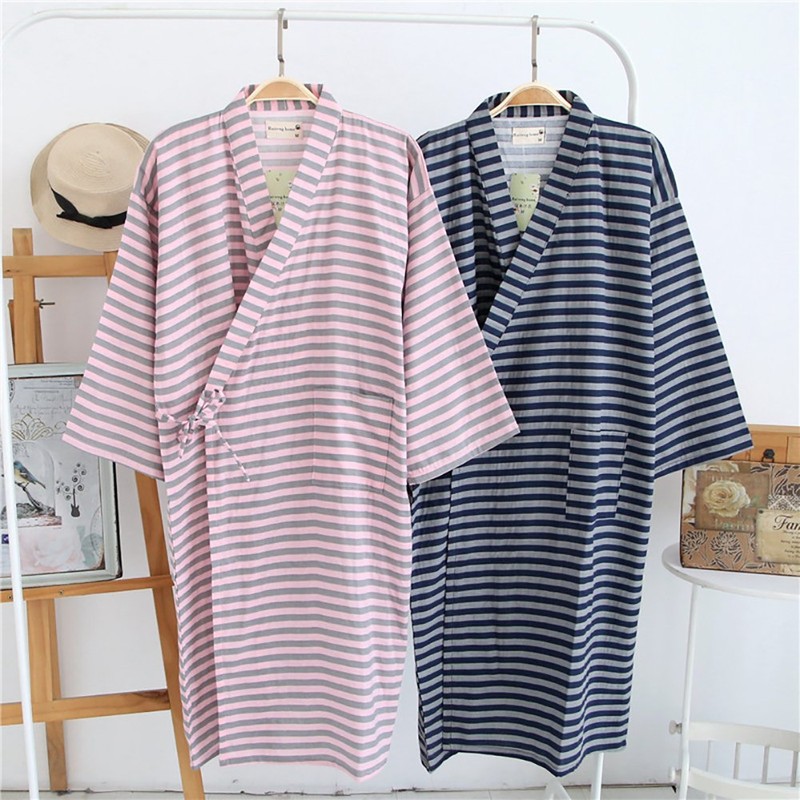 QCHOMEE Bathrobe, Jinbei, Pajamas, Yukata, Men's, Women's, 100% Cotton, Texture,