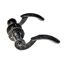 UHRIG Door Handle in Retro Look - Wrought Iron Handle Set with Rosette Door Handle Antique Black Nostalgic Door Handle - Rustic Complete Set (Pair)