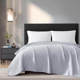 Vera Wang - Queen Blanket, Textured Matelasse Cotton Blanket, Lightweight for Year Round Use, Oeko-Tex Certified (Grey)
