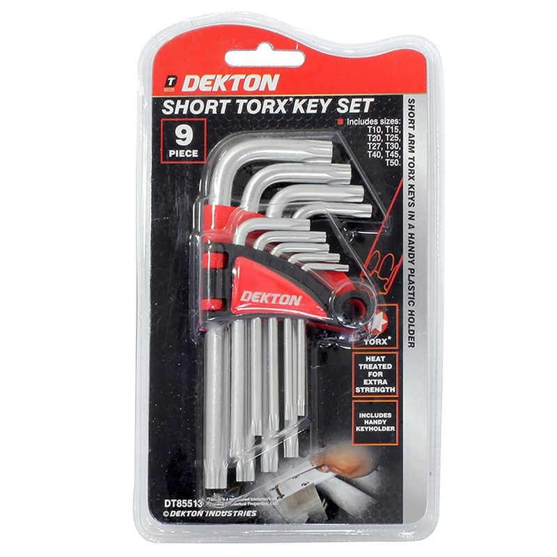 DEKTON DT85513 Short Torx Key Set, Black/Red