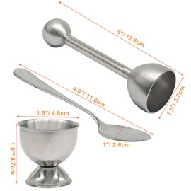 Hordion Egg Cracker Topper Set - 2 Egg Cups, 2 Spoons & 1 Egg Cutter Tool
