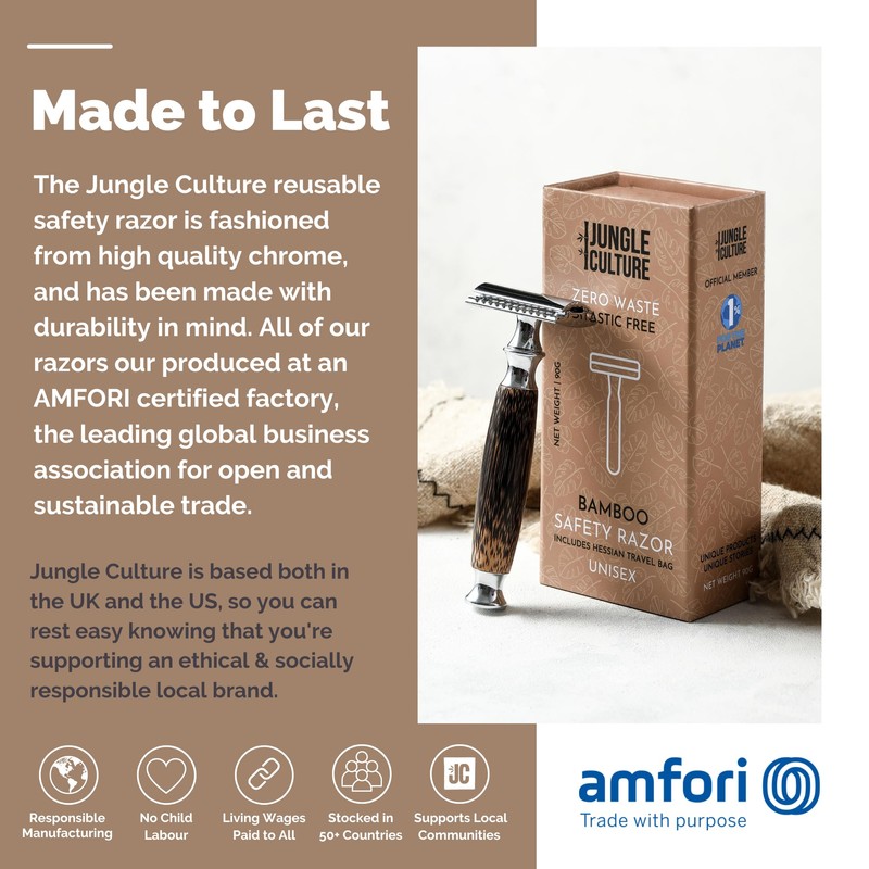 Jungle Culture® Bamboo Safety Razor for Men & Women •