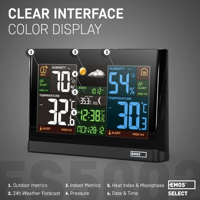 EMOS Weather Station - Wireless System with Colour Display, Weather