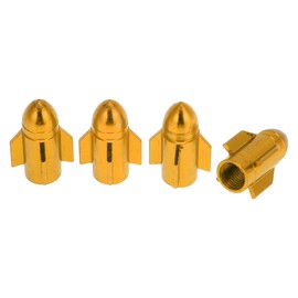 HEROFFIX 4 Pcs Rocket Style Tire Valve Stem Caps Decorative Tyre Valve Dust Covers 7x25.4mm Gold Tone Aluminum Alloy