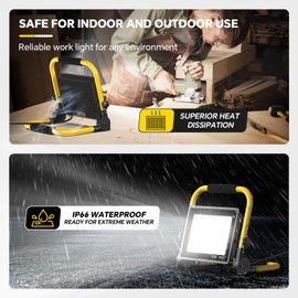 10000 Lumen LED Work Light: Portable Work Light with 6FT Cord - IP66 Waterproof Flood for Indoor/Outdoor Job Site Workshop Construction Garage Lighting, Tool Gifts for Men, Dad, Him