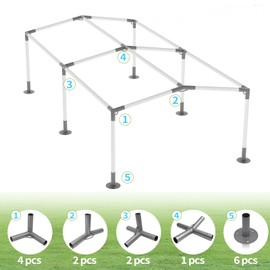 ICITYWALL 6 Leg Carport Kits，Low Peak Canopy Fitting Kit with 1-3/8" ID, Galvanized Steel Carport Connectors, shed Frame kit DIY Project