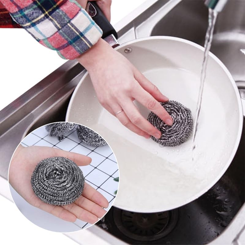 KTOJOY 6 Pack Stainless Steel Wool Scrubber, Scrubbing Scouring Pad,