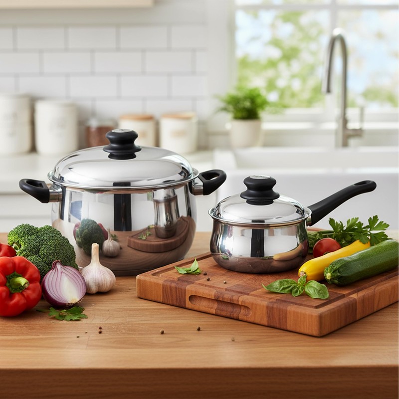 Tuxton Home Nevada 7 Piece Cookware set; Stainless Steel, PFTE