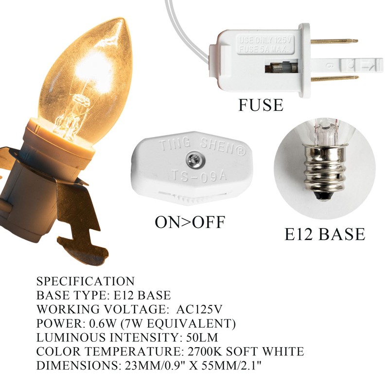 Dazzle Bright 4 Pack 6 FT Accessory Cord with Incandescent