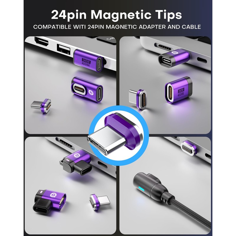 EndlesShine Magnetic 24-Pin Micro USB Connector Tip, 240W PD Fast