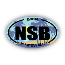 NSB New Smyrna Beach Florida | Beach Landmark Stickers | Ocean, Sea, Lake, Sand, Surfing, Paddleboarding | Perfect for Cars, Windows, laptops, flasks, Water Bottles, Luggage