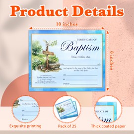 Baptism Certificates for Church, 25 Pcs Baby Baptismal Certificate, Baby Baptismal Award Christening Recognition Gifts, Baby Dedication Certificate Decorations Supplies -13