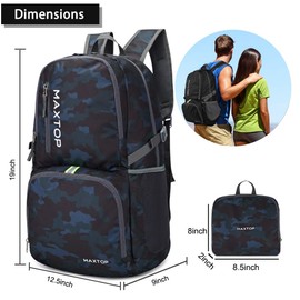 MAXTOP 40L Backpack Ultra Lightweight Packable Foldable Rucksack Water Resistent For Men Women Kids Outdoor Camping Hiking Travel Daypack Handy Durable Gifts For Men Women