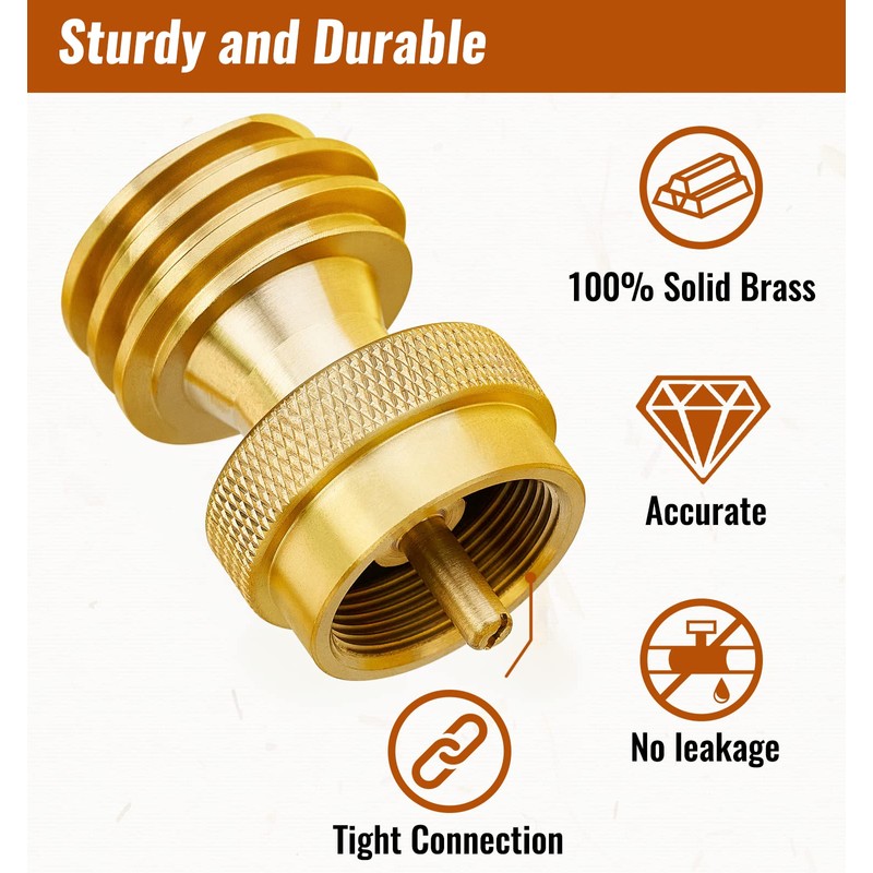 CALPOSE 1lb Propane Tank Adapter, Solid Brass 20lb to 1lb
