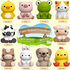 Aigybobo Juguetes de Estudio para niños y niñas de 3 años, 20 Juguetes para Animales de Granja Montessori contando, emparejando y clasificando Juegos 