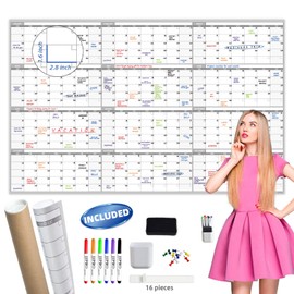 Large Dry Erase Wall Calendar 60" x 38" - Premium New Laminate - Blank Undated, Reusable & Erasable 4 Month Planner -Classroom, Office, Project & Family Schedule