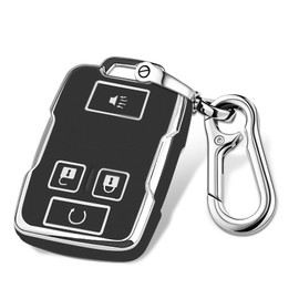 QBUC for Chevy Key Fob Cover with Keychain Soft TPU Key Shell Compatible with Chevy Colorado Silverado Suburban Tahoe GMC Sierra Yukon Canyon (A:Black)
