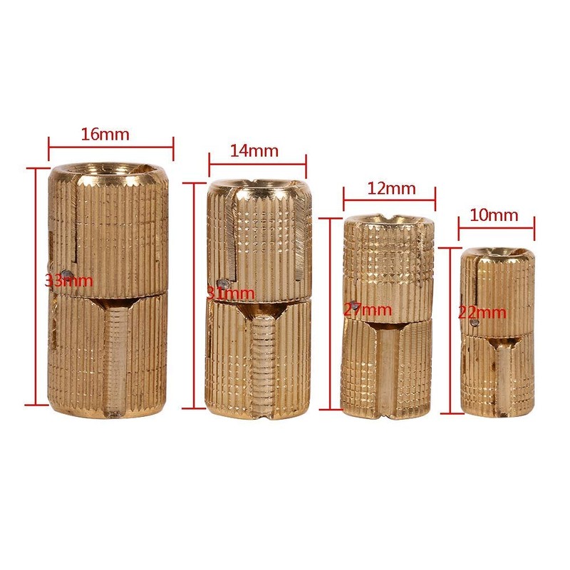 GOTOTOP 4Pcs Barrel Hinges 12mm Brass Concealed Hinges Hidden Home