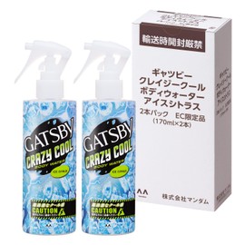 GATSBY Crazy Cool Body Water, Ice Citrus, Attention Labelless Specifications, 6.1 fl oz (170 ml) x 2
