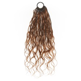 24" Bora Bora Crochet Braids With Loose Body Wave Human Hair Boho Curls 120 Strands/Pack - Ombre Brown 1/30