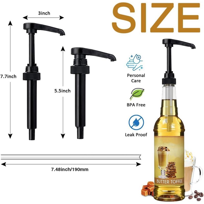 DupakSYS Premium 8 Pack Black Coffee Syrup Pump Dispenser for