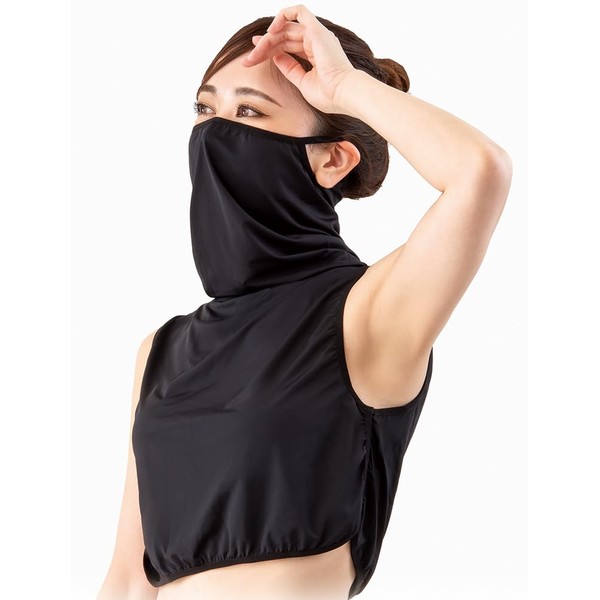 Alphax Women's Sweat Undershirt, UV Protection, Shine, Black, L-LL