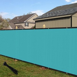 ECOOPTS 5'x17' Turquoise Privacy Fence Screen Windscreen with Copper Grommets, fit for Commercial Fence and Residential Garden Outdoor Living 260GSM 90% UV Blockage, Cable Zip Ties Included