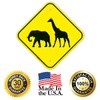 Zoo Animals Crossing with Elephant and Giraffe Graphic Sign, 12x12
