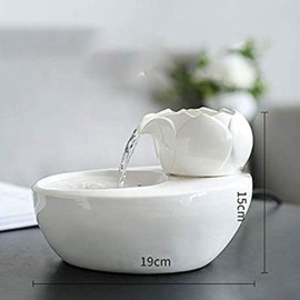 Ceramic Water Fountains for Cats Indoor Small Dog Pet Water Bowl Dispenser Automatic Rabbit (Black,Samll)