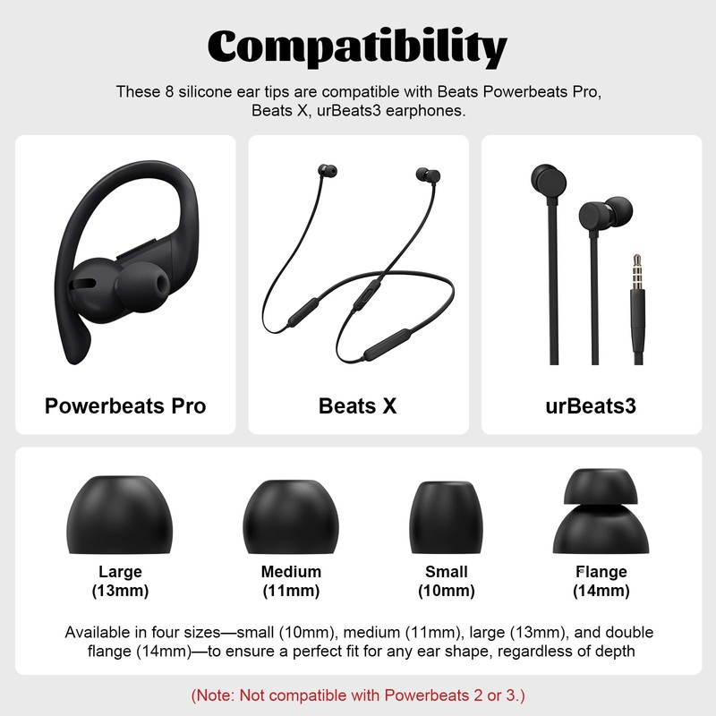 8pcs Powerbeats Pro Silicone Ear Tips Compatible with Beats Powerbeats
