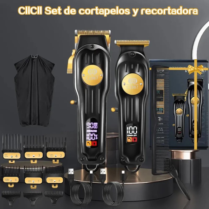 Máquina para Cortar Cabello CIICII Profesional, Set de Cortapelos y