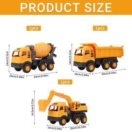 HIQE-FL Construction Site Vehicles, Pack of 3 Sand Toy Excavator, Mini Excavator, Construction Vehicles Toy Car, Digger Sandpit, Plastic Excavator, Construction Site Vehicle, Beach Toy Children, for 3