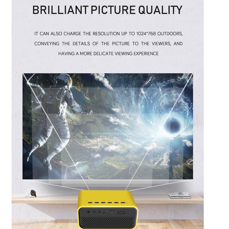 Mini Projector Multifunction HD 1080P WiFi Wireless Wired Screen Projection