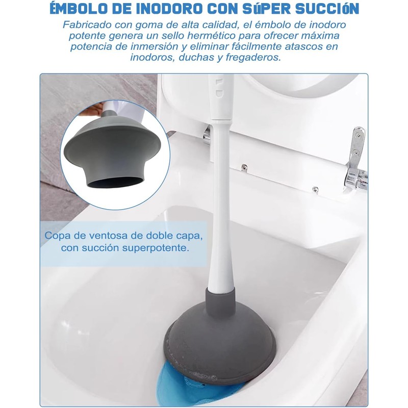 Desatascador de Inodoro de Embolo,Combo de émbolo de Inodoro y