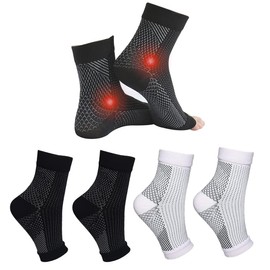 4 Pairs Ankle Brace Orthopaedic Compression Socks for Women and Men for Plantar Fasciitis Socks Arthritis Joint Pain Heel Spurs Neuropathy Foot Braces Ankle Joint, black+white