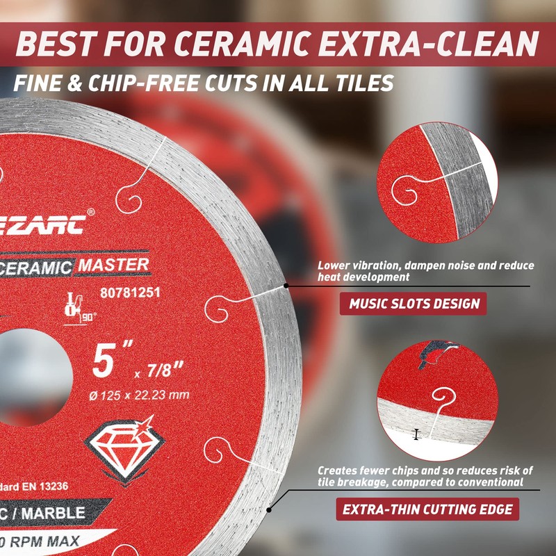 EZARC 5 inch Diamond Blade, Advanced Ceramic Diamond Porcelain Cutting