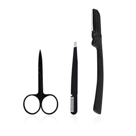 3pc Eyebrow Set. Includes scissors, tweezers with comb and foldable razor.