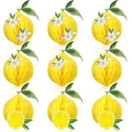 Lenwen 9 Piezas Centros de Mesa con Bolas de Panal de Limón Favores de Fiesta de Limón Papel Tisú Decoraciones de Mesa de Limón para Fiesta del Niño Boda Verano Fiesta de Cumpleaños