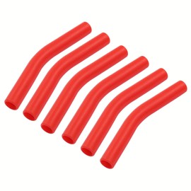 Hitefu 6 Pack Food Grade Silicone Straw Tips, Reusable Rubber Tips Metal Straw Covers, Flex Elbow Hydraflow Tip for Stainless Steel Straws (Red)