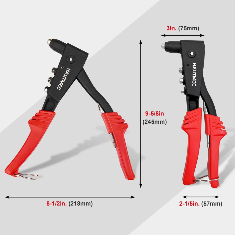 HAUTMEC Heavy Duty Rivet Gun,Pop Rivet Gun with 4 Interchangeable