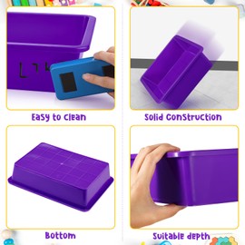 Hoteam 18 Pcs Flat Storage Organizer Bins Letter Size Paper Tray Classroom Storage Plastic Art Trays Classroom Pencil Organizer Baskets for School Office Teacher Book Organization(Purple)